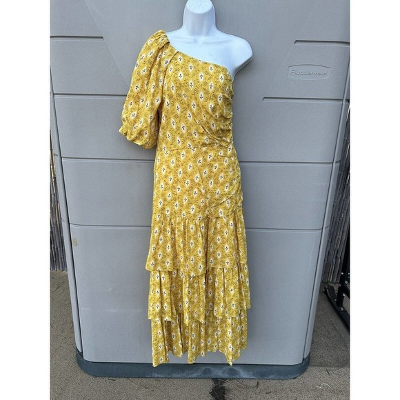 Veronica Beard $798 Virginia Sun Multi Floral Tiered One Shoulder Maxi dress Sz8 - Picture 6 of 16